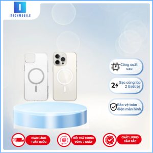 Ốp Lưng iPhone Từ Tính Trong Suốt hít nam châm, mặt lưng cứng, viền silicon chống sốc